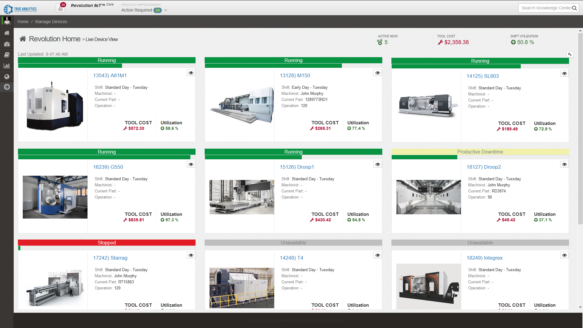 Engineering and operations dashboard for manufacturing decisions